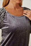 Leopard Round Neck Half Sleeve Blouse - Trendsi - Flyclothing LLC