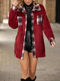 Plaid Contrast Dropped Shoulder Coat - Trendsi - Flyclothing LLC