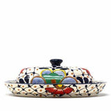Handmade Pottery Butter Dish, Dots & Flowers - Encantada - Encantada - Flyclothing LLC