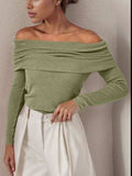 Off-Shoulder Long Sleeve Sweater - Trendsi - Flyclothing LLC