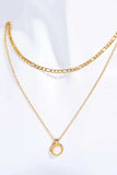 Copper 14K Gold Pleated Round Shape Aventurine Pendant Necklace - Trendsi - Flyclothing LLC