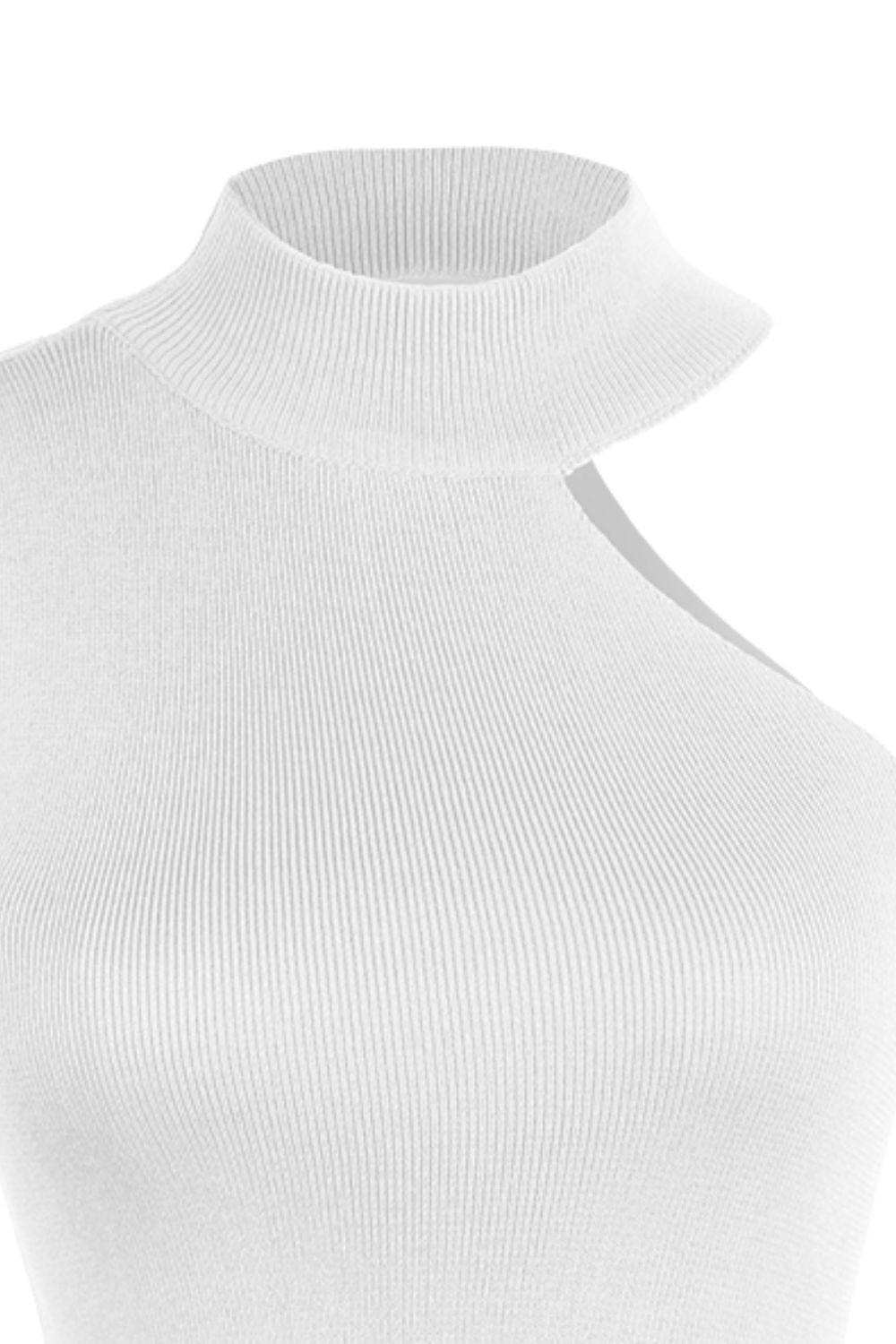 Asymmetrical Sleeveless Rib-Knit Top - Trendsi - Flyclothing LLC
