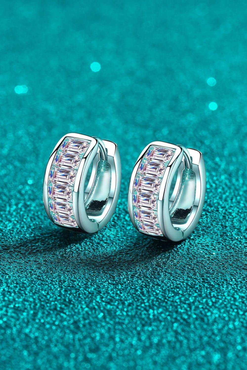 1.8 Carat Moissanite 925 Sterling Silver Huggie Earrings - Trendsi - Flyclothing LLC