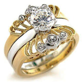 Alamode Gold+Rhodium Brass Ring with AAA Grade CZ in Clear - Alamode - Flyclothing LLC