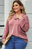 Plus Size Dropped Shoulder Collared Neck T-Shirt - Trendsi - Flyclothing LLC