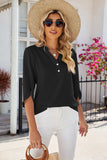Notched Half Button T-Shirt - Trendsi - Flyclothing LLC