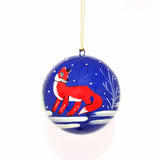 Handpainted Fox & Bird Ornaments, Set of 2 - Asha Handicrafts - Flyclothing LLC