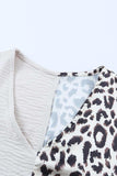 Leopard Color Block V-Neck Blouse - Trendsi - Flyclothing LLC