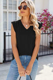 V-Neck Cap Sleeve Tank - Trendsi - Flyclothing LLC