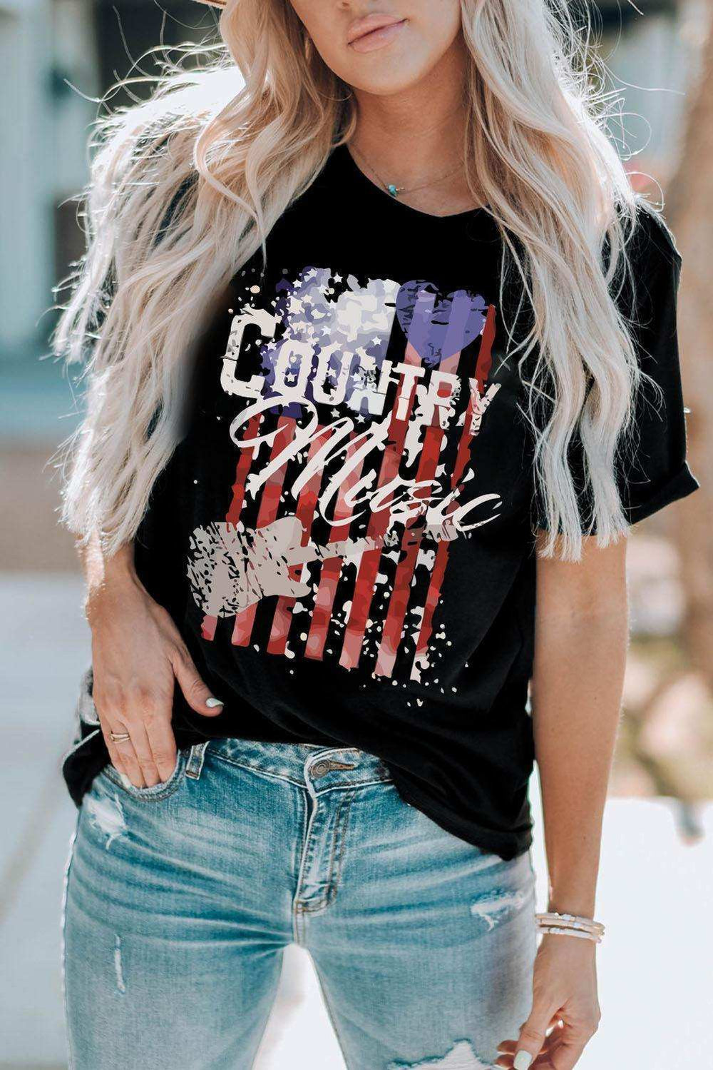 COUNTRY MUSIC Graphic Tee Shirt - Trendsi - Flyclothing LLC
