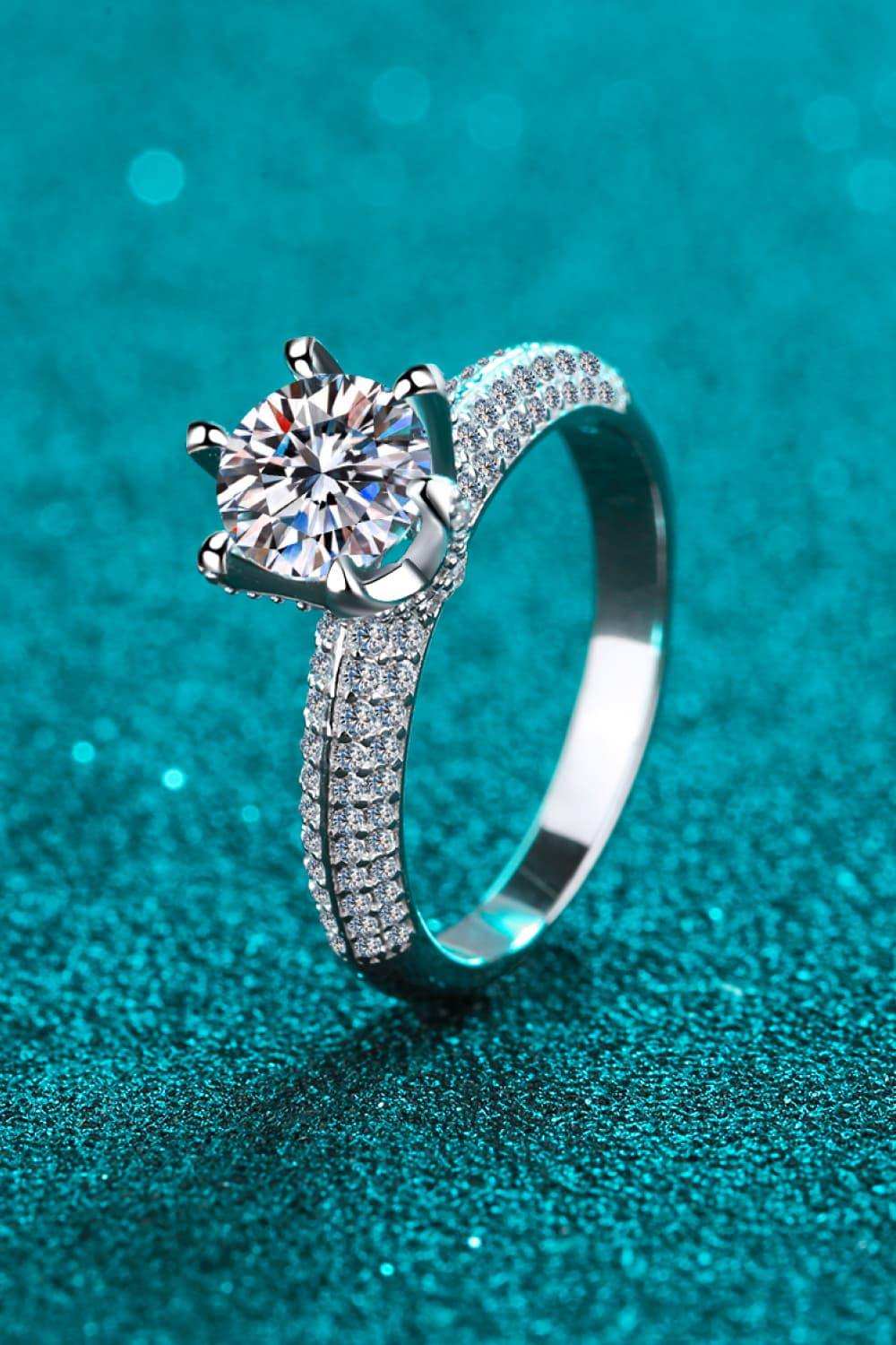 2 Carat Moissanite 925 Sterling Silver Side Stone Ring - Trendsi - Flyclothing LLC