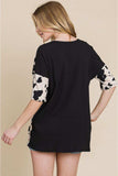 BOMBOM Rodeo Love Ribbed Animal Contrast Tee - Trendsi - Flyclothing LLC