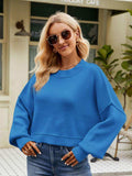 Round Neck Dropped Shoulder Sweater - Trendsi - Flyclothing LLC