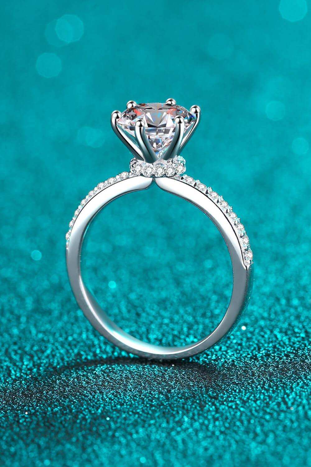 925 Sterling Silver 2 Carat Moissanite Ring - Trendsi - Flyclothing LLC