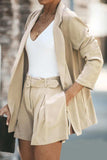 Longline Blazer and Shorts Set with Pockets - Trendsi - Flyclothing LLC