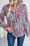 Printed Notched Long Sleeve Shirt - Trendsi - Flyclothing LLC