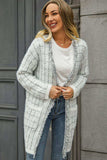 Plaid Fringe Trim Open Front Longline Cardigan - Trendsi - Flyclothing LLC