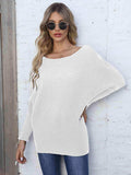 Full Size Horizontal Ribbing Dolman Sleeve Sweater - Trendsi - Flyclothing LLC