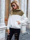 Pocketed Color Block Quarter Zip Hoodie - Trendsi - Flyclothing LLC