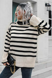 Striped Turtleneck Drop Shoulder Sweater - Trendsi - Flyclothing LLC