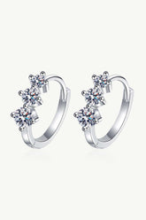 Sterling Silver Moissanite Huggie Earrings - Trendsi - Flyclothing LLC
