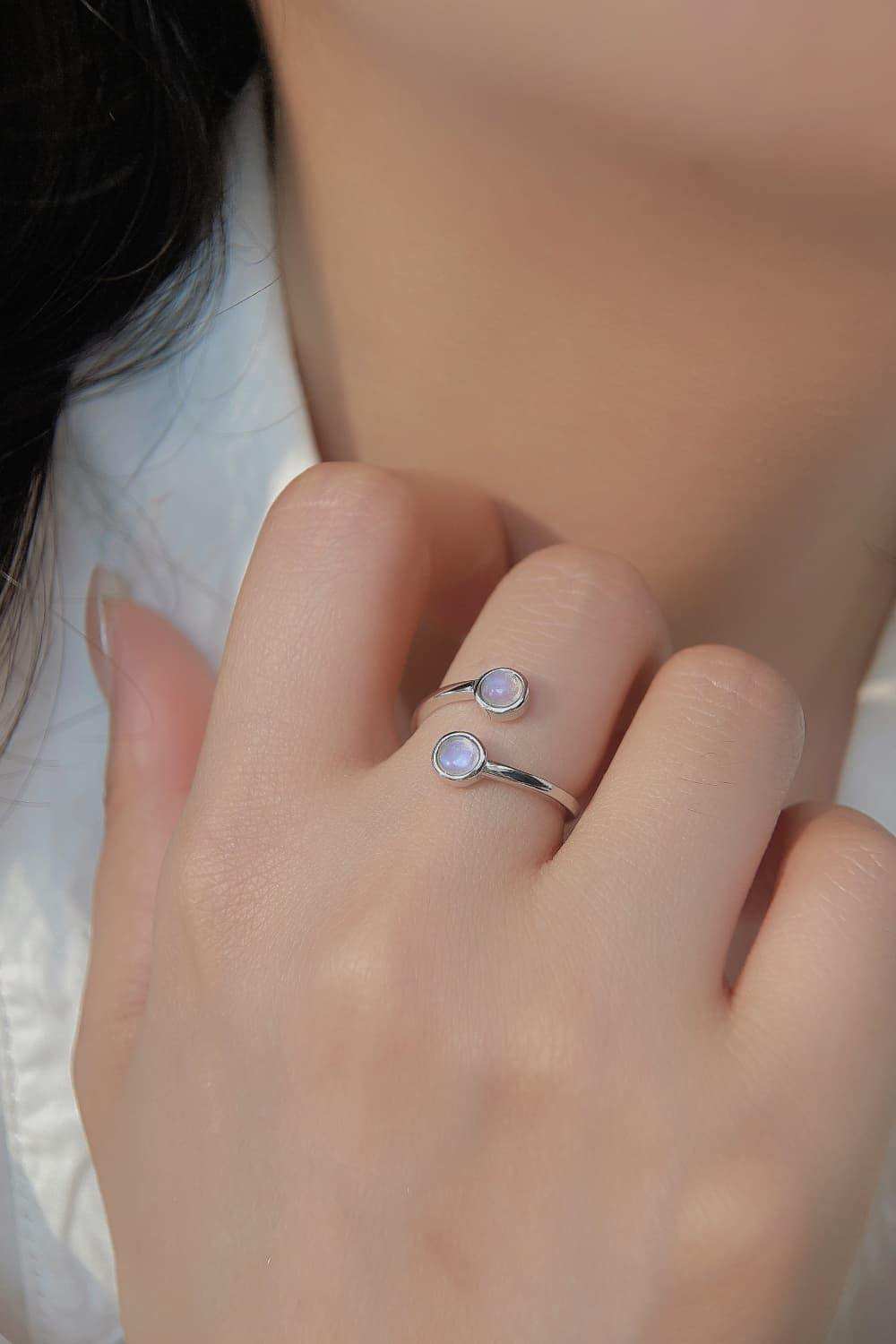 High Quality Natural Moonstone 925 Sterling Silver Toi Et Moi Ring - Trendsi - Flyclothing LLC