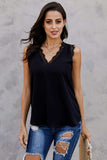 Eyelash Lace V-Neck Tank Top - Trendsi - Flyclothing LLC