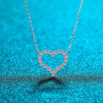 Moissanite 925 Sterling Silver Heart Shape Necklace - Trendsi - Flyclothing LLC