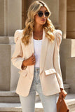 Puff Sleeve Shawl Collar Blazer - Trendsi - Flyclothing LLC