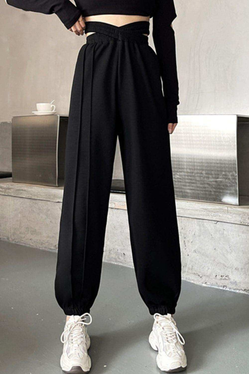 Crisscross Long Sweatpants - Trendsi - Flyclothing LLC