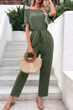Off-Shoulder Tie Cuff Jumpsuit with Pockets - Trendsi - Flyclothing LLC