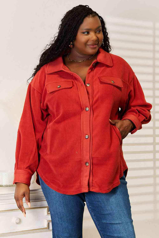 Heimish Cozy Girl Full Size Button Down Shacket - Trendsi - Flyclothing LLC