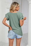Eyelet Layered Flutter Sleeve V-Neck Knit Top - Trendsi - Flyclothing LLC