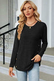 Decorative Button Round Neck T-Shirt - Trendsi - Flyclothing LLC