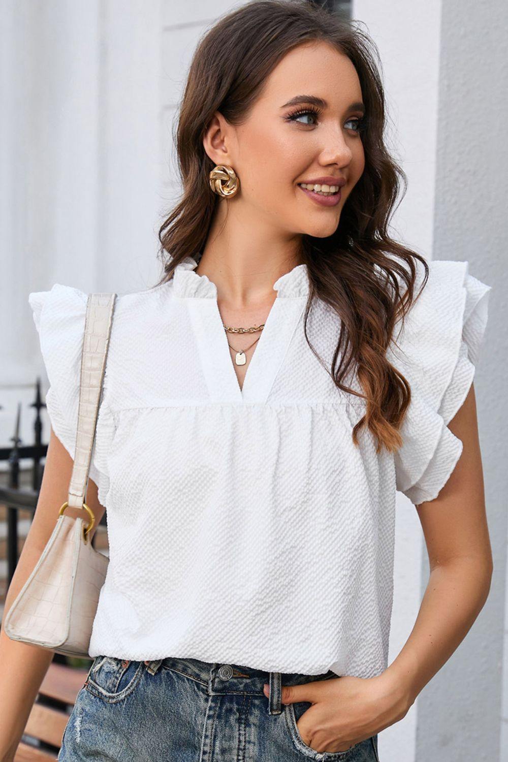 Butterfly sleeve hot sale blouse