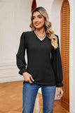 V-Neck Flounce Sleeve Blouse - Trendsi - Flyclothing LLC