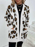 Leopard Open Front Dropped Shoulder Cardigan - Trendsi - Flyclothing LLC