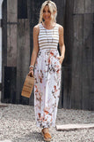Striped Floral Round Neck Sleeveless Maxi Dress - Trendsi - Flyclothing LLC