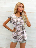 Round Neck Butterfly Sleeve Top - Trendsi - Flyclothing LLC