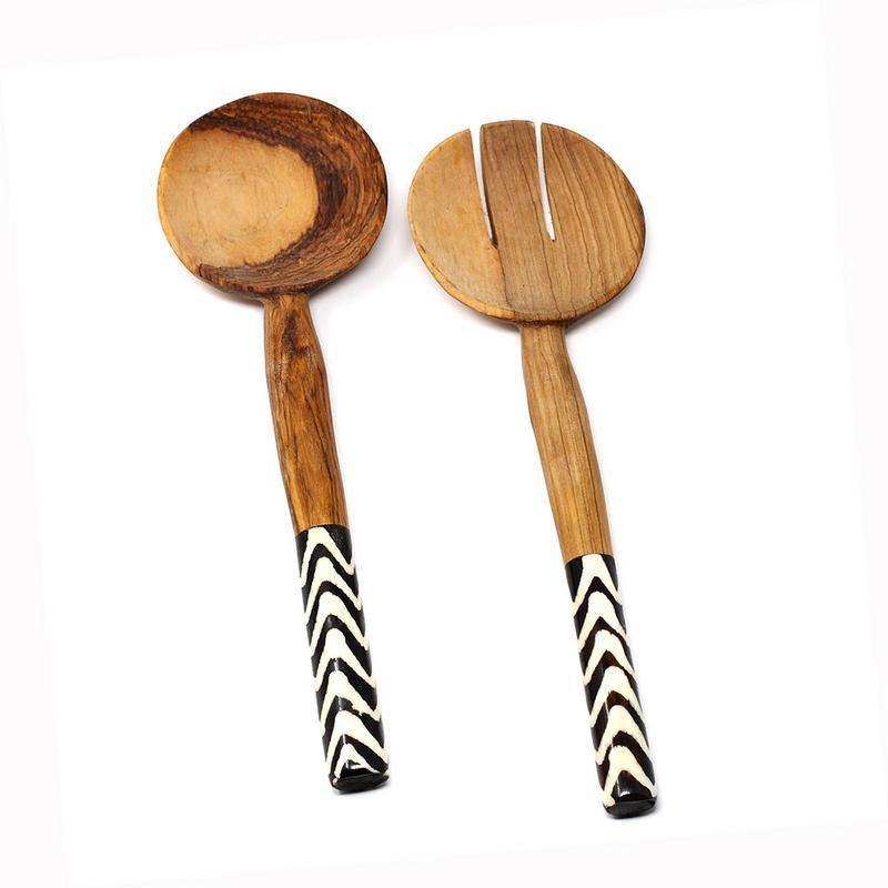Olive Serving Set with Bone Handles 10 inch - Jedando - Flyclothing LLC