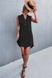 Buttoned Johnny Collar Sleeveless Dress - Trendsi - Flyclothing LLC