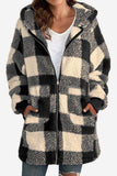 Double Take Full Size Plaid Long Sleeve Hooded Coat - Trendsi - Flyclothing LLC