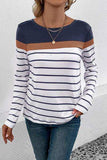 Striped Round Neck Long Sleeve T-Shirt - Trendsi - Flyclothing LLC