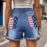 US Flag Distressed Denim Shorts - Trendsi - Flyclothing LLC