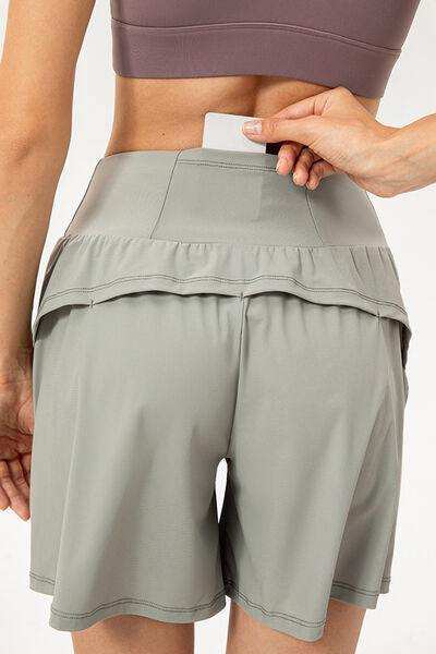 Pocketed Elastic Waist Active Shorts - Trendsi - Flyclothing LLC