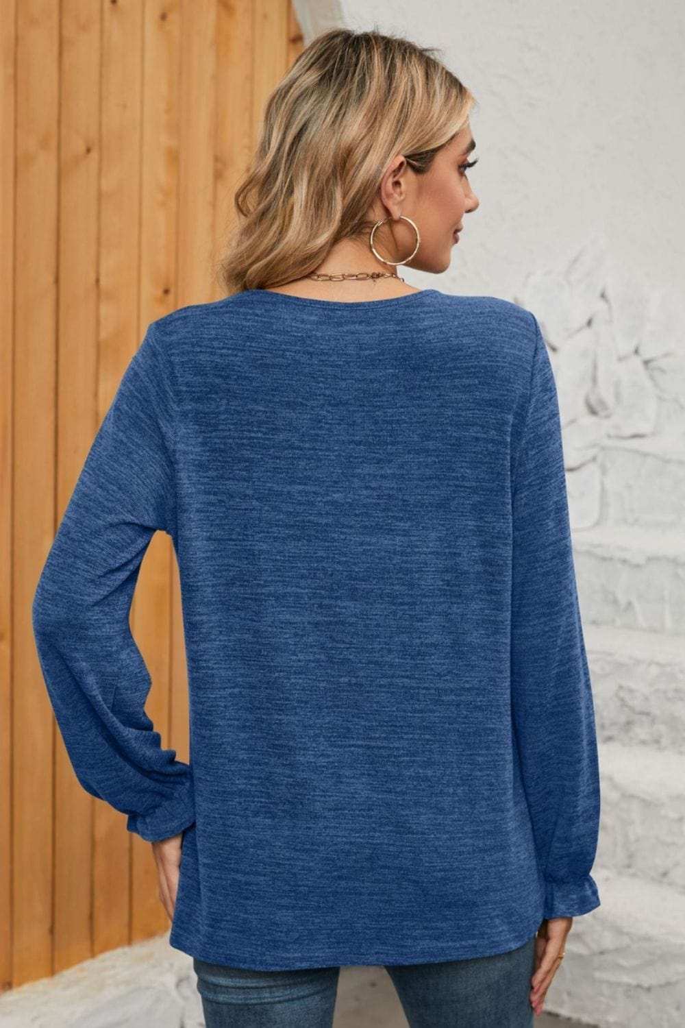 Ruched Round Neck Flounce Sleeve T-Shirt - Trendsi - Flyclothing LLC