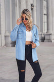 Collared Neck Dropped Shoulder Denim Top - Trendsi - Flyclothing LLC
