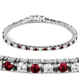 Alamode Rhodium Brass Bracelet with Synthetic Garnet in Ruby - Alamode - Flyclothing LLC