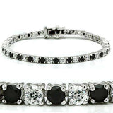 Alamode Rhodium Brass Bracelet with AAA Grade CZ in Black Diamond - Alamode - Flyclothing LLC