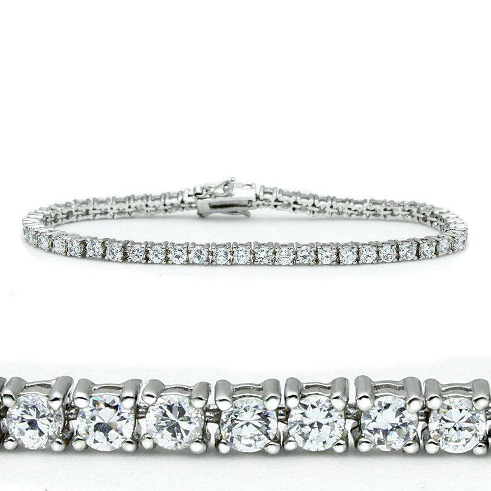 Alamode Rhodium Brass Bracelet with AAA Grade CZ in Clear - Alamode - Flyclothing LLC